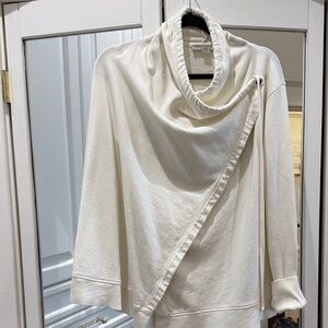 AllSaints Ivory Draped Open Cardigan